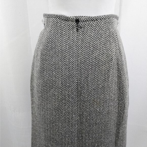 TALBOTS! BLACK & WHITE SILK/CASHMERE/WOOL HERRINGBONE PENCIL STYLE SKIRT! SZ 6 - Picture 6 of 10
